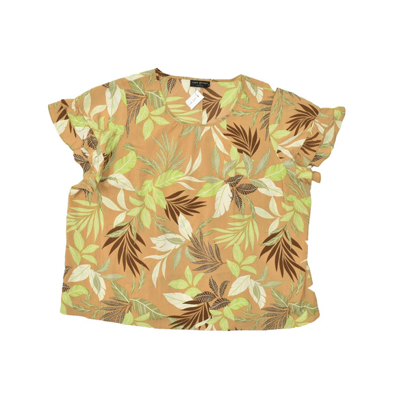 NEW Lane Bryant Plus Size 26 Brown Tropical Leaf Top Blouse Polyester - Picture 1 of 8